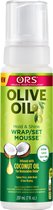 ORS Olive Oil Hold & Shine Wrap Set Mousse 207 ml - Versterkt met Collageen, Panthenol en Olijfolie voor Gezond, Gehydrateerd en Glanzend Haar, Biedt Langdurige Hold zonder Plakkerigheid