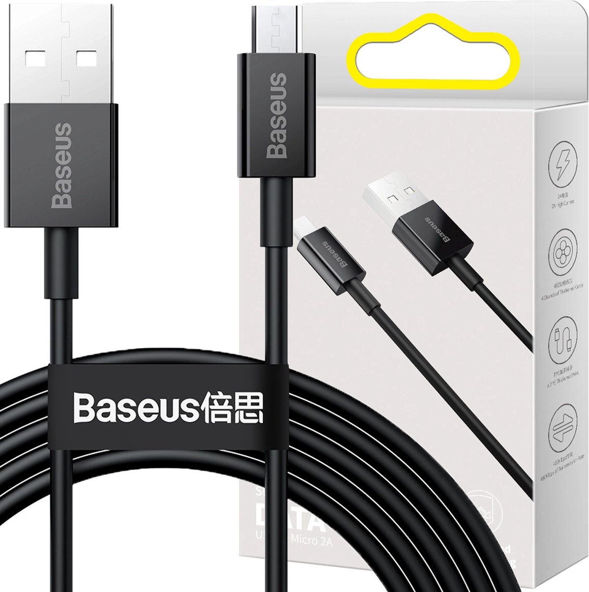 Baseus - Superior - USB-A/micro USB 2A kabel 2m - zwart