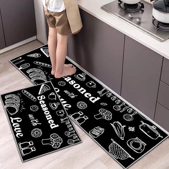 Antislip Keukentapijt - Wasbare Zwart-Witte Loper