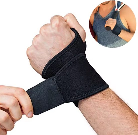 Foto: Fitness polsband wrist wraps polsbrace polsbescherming fitness crossfit polsband zwart louzir