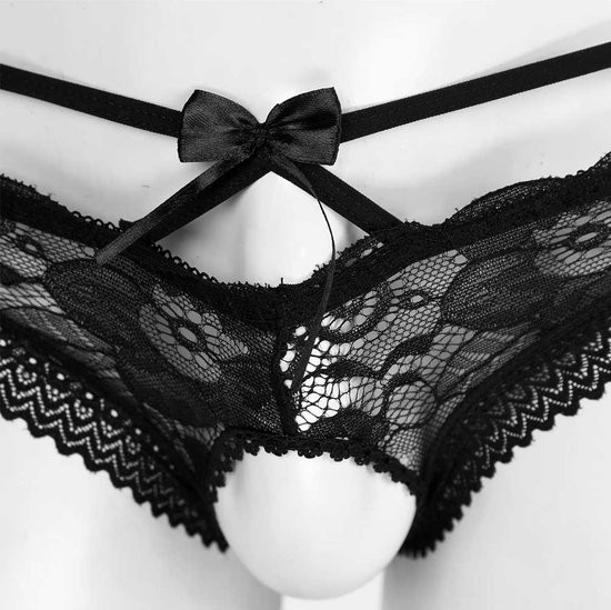 Slips ouverts sexy pour hommes - Lingerie pour hommes - Caleçons - Sous-vêtements - Zwart