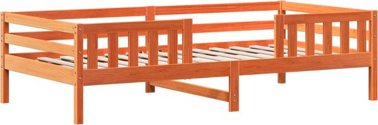 vidaXL - Lit enfant - avec - maison - solide - bois de pin - marron lavé - 90x200 - cm