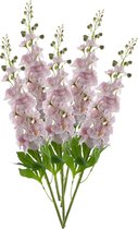 Bellatio Design Fleur Artificielle Branche de Fleur Pied d'Alouette - 5x - 87 cm - Rose Clair - Fleurs Artificielles en Soie - Branche de Fleur