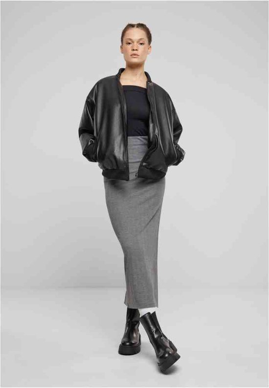 Urban Classics Ladies Rib High Slit Jupe Jupe longue gris mélangé S