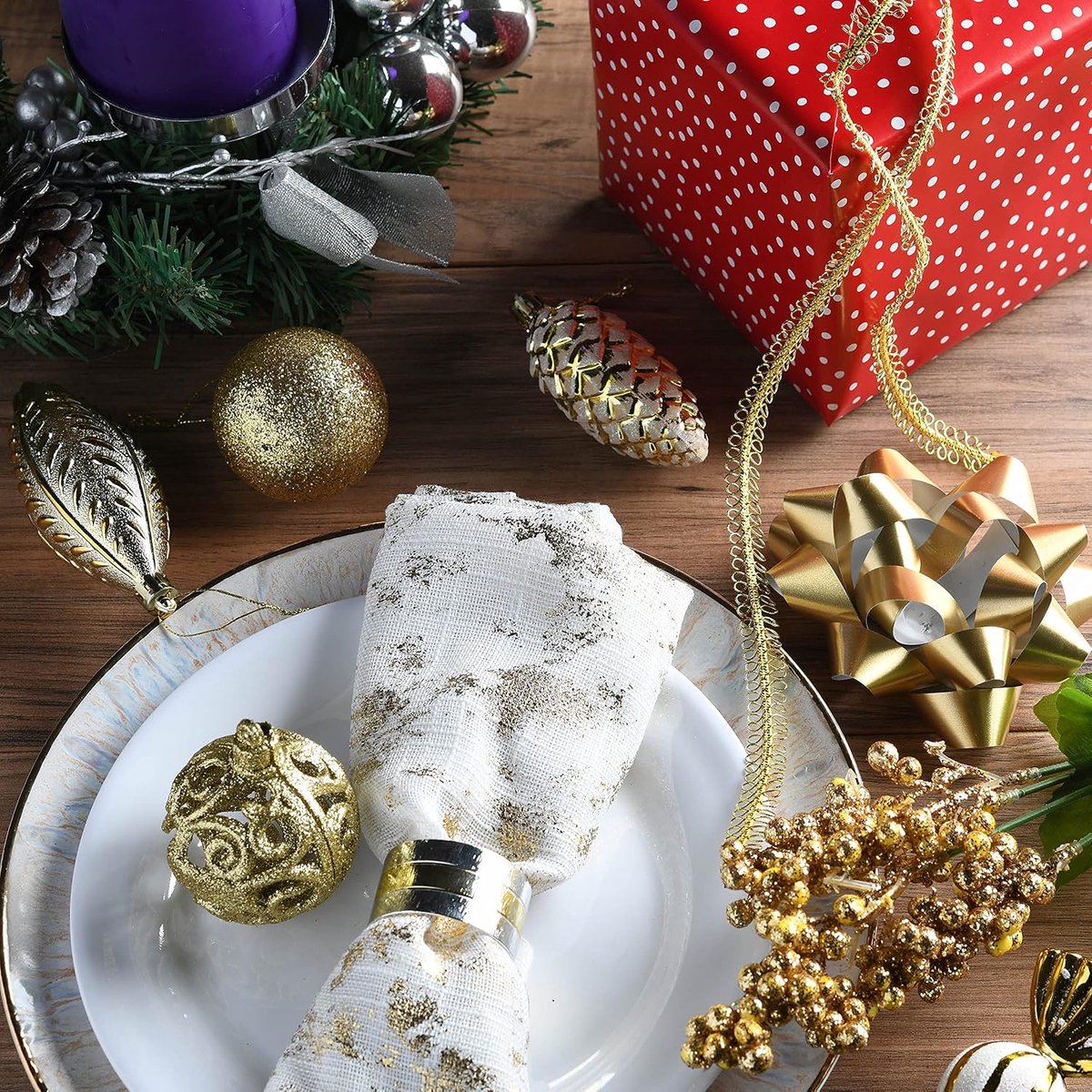 ZHOUZHOU 24 stuks kerstballen glanzend, mat & glitter