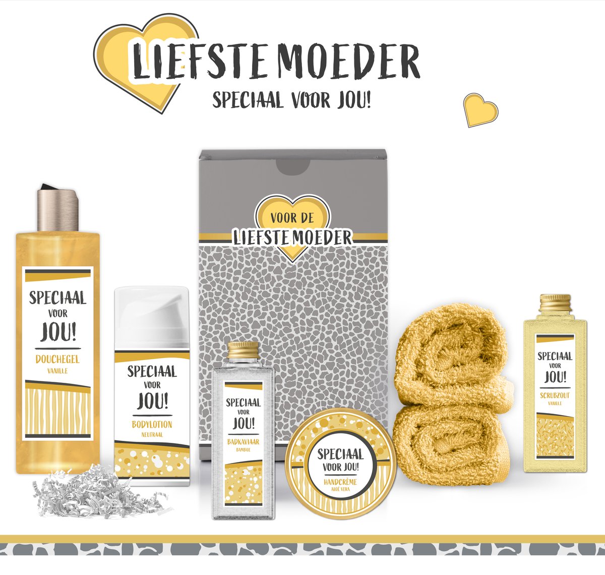 Goedkoopste Geschenkset Liefste Moeder - 7 producten - 750 gram | Giftset voor haar - Cadeau vrouw - Verjaardag - Moederdag - Luxe Cadeaubox Speciaal voor jou - Bedankt Douche Geschenk - Wellness Pakket Deluxe - Gift set Badkamer - Geschenkset mama - Goud Geel