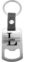 Luxe Sleutelhanger RVS - Leer - Lana