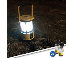 Solar kampeerlamp Clap - Voordeelset van 2 stuks - Dimbaar met USB lader - Tentlamp op zonne-energie - Oplaadbare camping verlichting voor op tafel - Geel