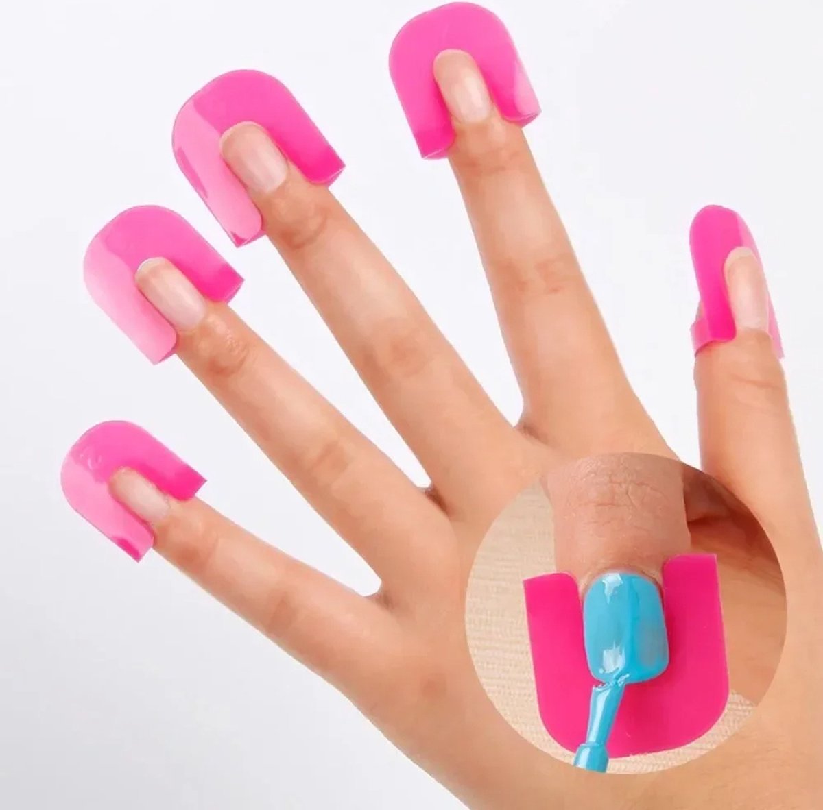 Goedkoopste 26-delige Set Vingerbeschermers en French Nail Stickers - 10 Maten G-Vormige Verven Bescherming, Spill-Proof Manicure Tools, Nagelkunst Accessoires, Nagel Bescherming en Decoratie