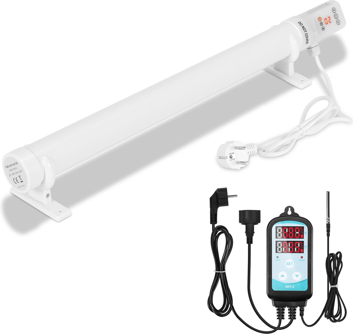Kasverwarming Broeikasverwarmer Elektrische staafverwarming Wit voor kassen Flexibele installatie 120W Met 3000W digitale temperatuurregelaar