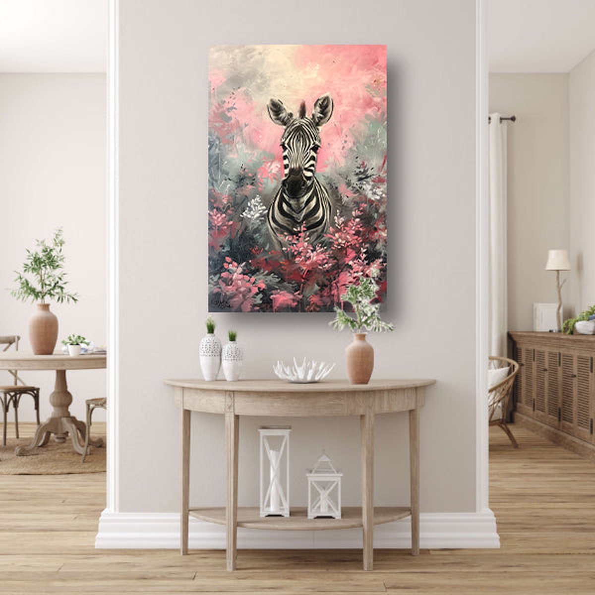 Tableau Art Mural En Verre Trempé Motif Zèbres - Décoration Moderne, Toutes Tailles Sur Mesure, Neuf