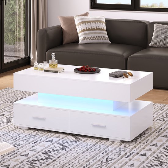 ASTORIA zwart mat, opklapbare salontafel
