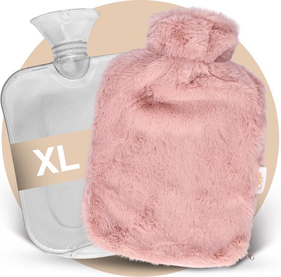 Foto: Sefya xxl kruik 3 l met hoes en rits warmwaterkruik extra zacht 3 liter tot 8 uur lang warm roze