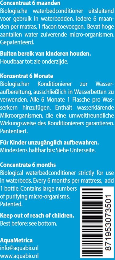 Wasserbett Conditioner Wasserkern Biologischer Konditionierer AquaBio 140ml Dhl