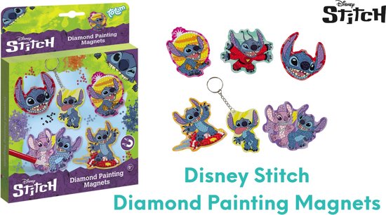 Fabriquez des aimants et un porte-clés Disney Stitch avec plus de 800 strass - Ensemble artisanal Totum peinture diamant unisexe