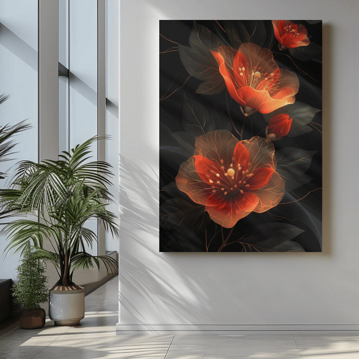 Trendex Global Canvas Schilderij - Bloem - Oranje Bloemen - 120x80x2 cm