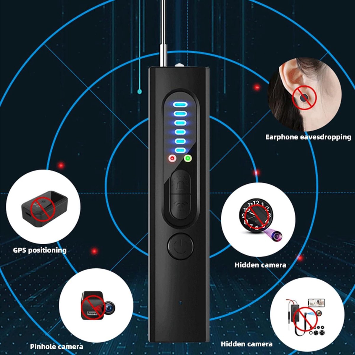 Spy Camera Anti-spy-detector verborgen cameravinder - signaal detectie bug finder - GPS locator tracker RF signaaldetector - draagbare draadloze verborgen cameradetectoren - GSM afluisterapparaat