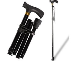 Hoge Kwaliteit Wandelstok - Verstelbaar en Opvouwbaar - 85-95 cm - Trekkingstokken - Wandelstokken - Verstelbare Wandelstok - Loopstok Ouderen - Ergonomische Handgreep - Anti slip - Stevig - Trekking - Loopstok - Hiking Stokken - Nordic - Zwart