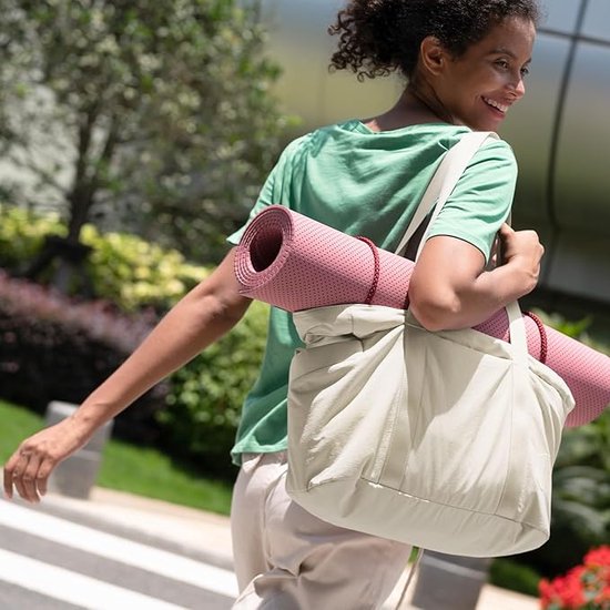 Sacs à main pour femme - Sac cabas zippé - Grand sac bandoulière - Sac d'école - Sac à bandoulière - Sac pour ordinateur portable - Sac à main - Cabas - Sac week-end - Sac shopping - Sac de plage - Yoga / Fitness / Voyage - Beige