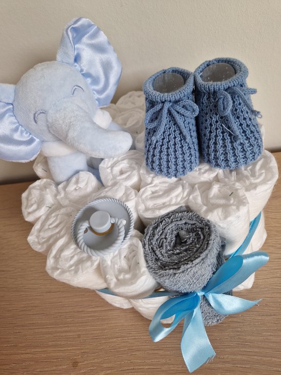 Luiertaart small rammelaar jongen- babyshower- kraamcadeau van Luiertaart — afbeelding 2