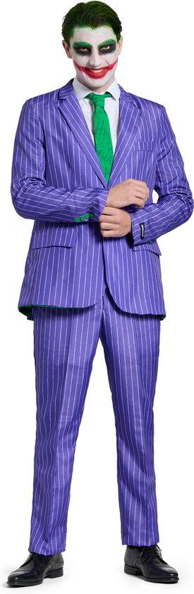 Suitmeister The Joker - Heren Pak - Halloween Kostuum - Verkleedkleding - Batman DC Comics - Paars - Maat L