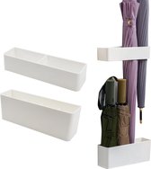 Paraplubak - Verstelbare wand gemonteerd Umbrella Opslagrek - Ruimte Saving Umbrellahouder Organisator voor binnen - Ruimtebesparende Opbergdoos Voor Paraplubak, Geschikt Voor Thuis En Op Kantoor, Wit
