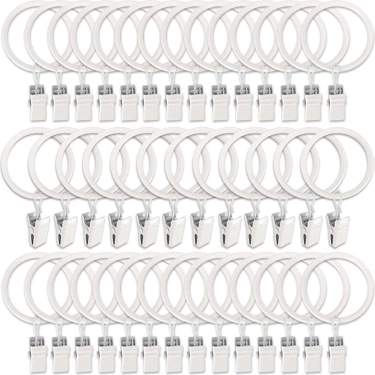 Metalen gordijnringen met clips - 40 stuks, decoratieve hangers met 3,5 cm binnendiameter
