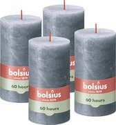 Bolsius - Rustieke Kaars - 4 Stuks Donker Blauw - Slate Blue - 13cm