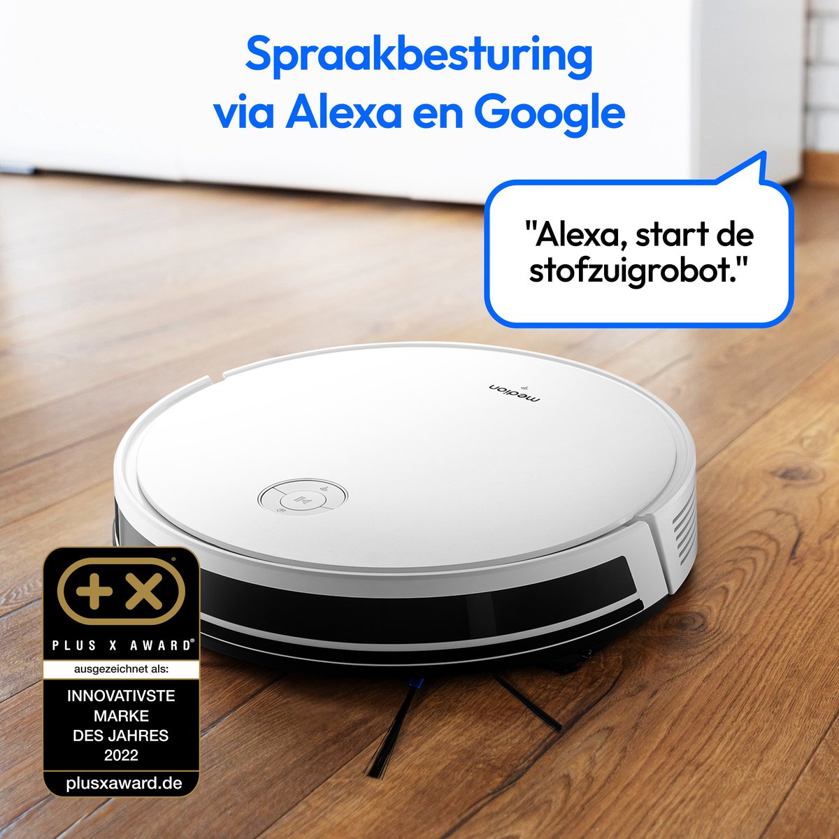 Afbeelding 3 van MEDION robotstofzuiger met intelligente navigatie S35 (app en spraakbesturing, 4000 Pa zuigkracht, gyronavigatie in systematische S-lijnen, tapijtdetectie, muursensoren)