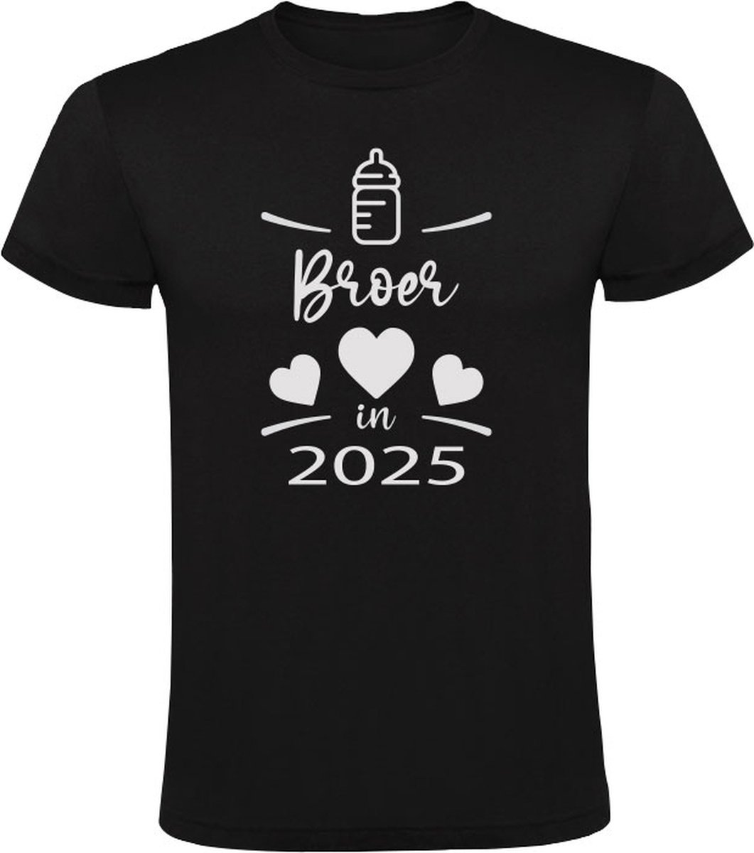 Broer 2025 Heren T-shirt - baby - familie - relatie - jongen - verjaardag - zwaner - baby bekendmaken - general reveal - geborte - shirt