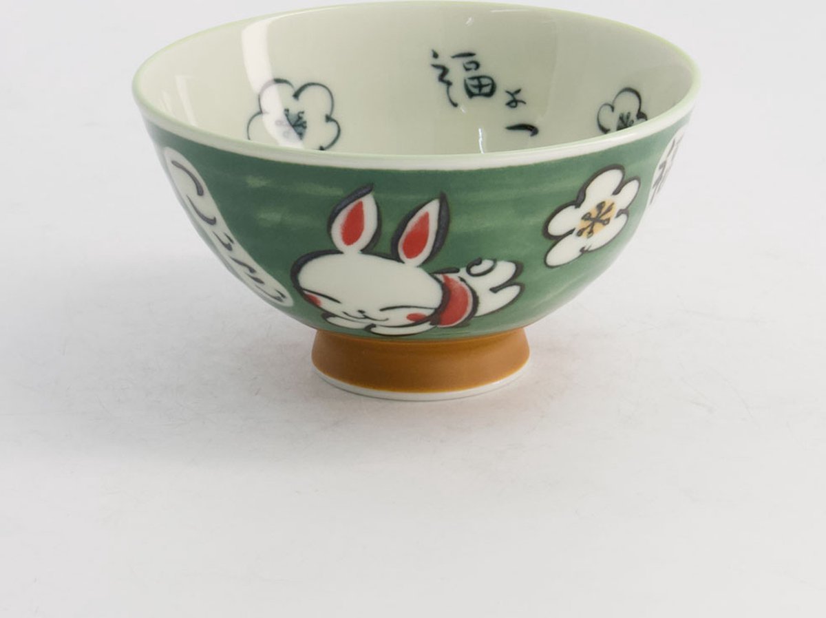 Tokyo Design Studio – Kawaii – Rijstkom – Konijn – Groen – 11.5×6cm 300ml