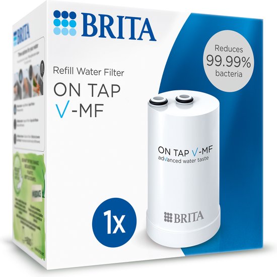 BRITA waterfilter ON TAP V-MF navulling, 1-Pack (600L) - voor 99,99% bacterievrij & lekker duurzaam water, vermindert PFAS*, de fijnste microdeeltjes, zware metalen en smaakverstorende stoffen