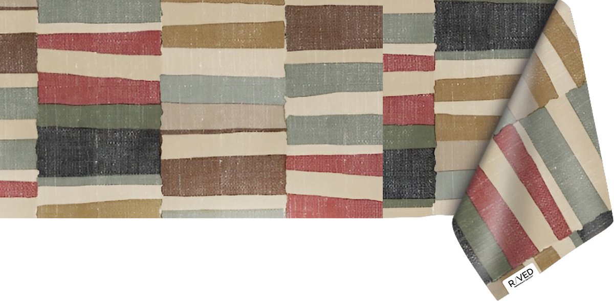 Raved Tafelzeil – 140 cm x 200 cm – Strepen Beige – PVC - Afwasbaar