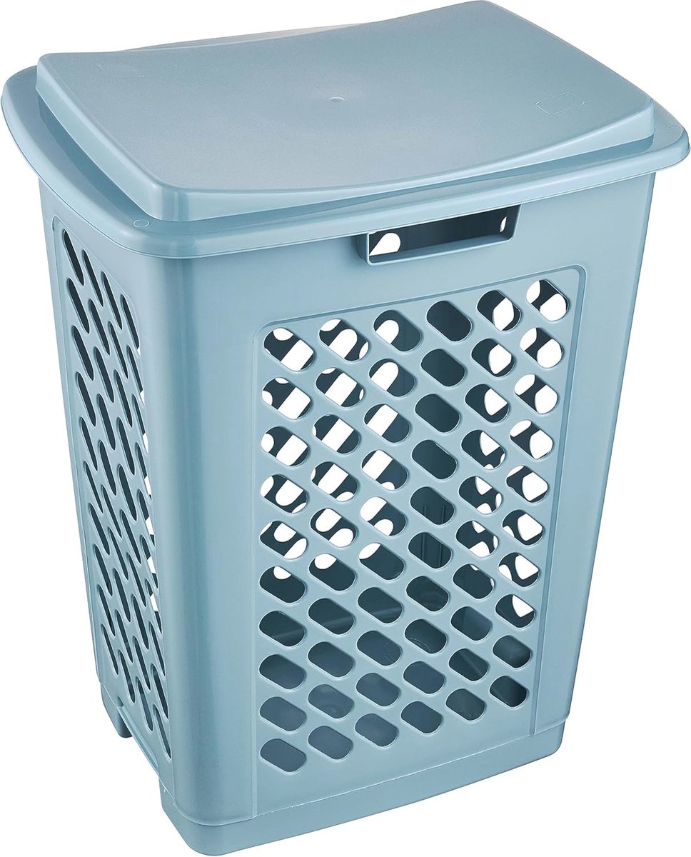 Goedkoopste Wasmand met scharnierend deksel en luchtdoorlatend ontwerp - 60 l - Nordic Blue