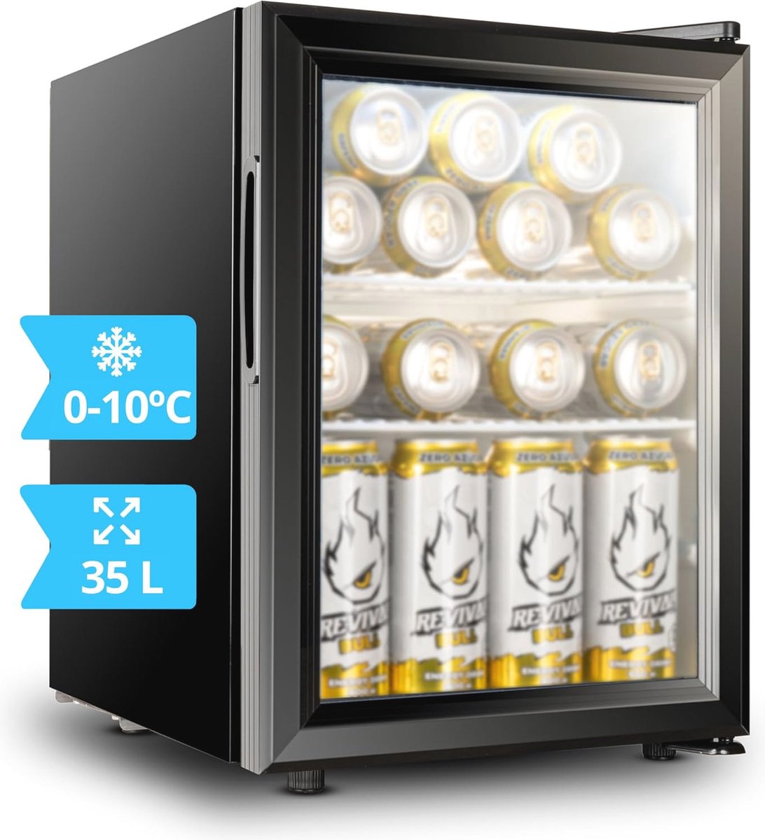 Mini-koelkast 35 tot 98 liter met glazen deur - Energiebesparende koelkast voor optimaal behoud van levensmiddelen