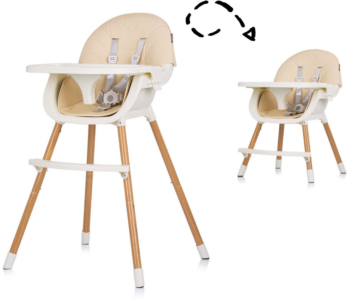 Chipolino Rio - 2-in-1 Kinderstoel met Eetblad & Zitkussen - Sand Wit