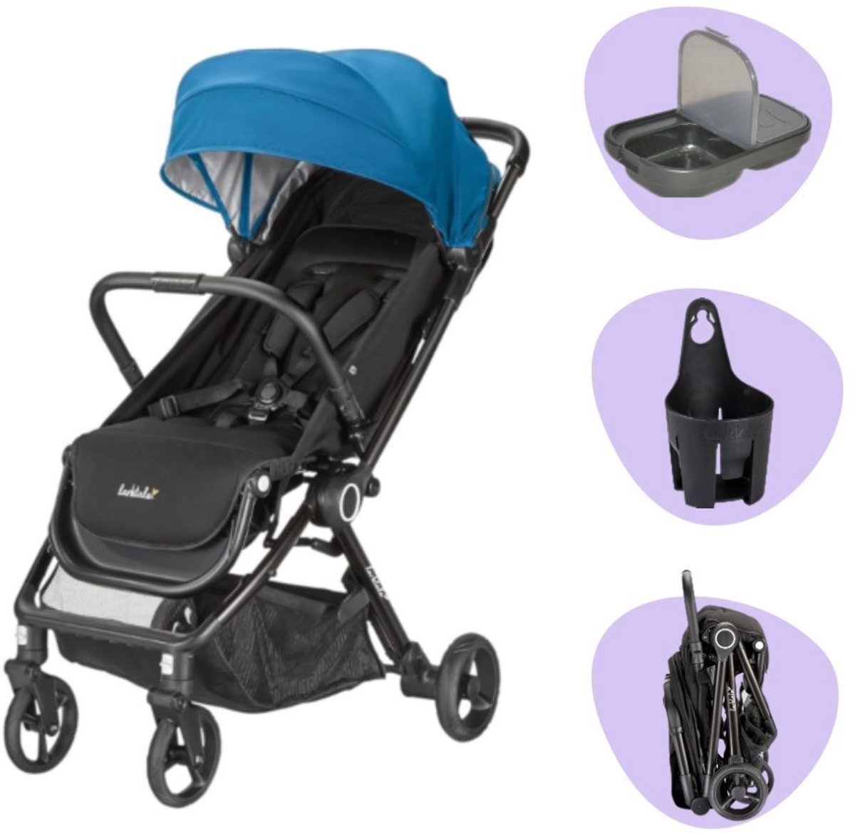 Larktale Autofold Freshwater Buggy - Geschikt vanaf de geboorte tot 25 kg - Rubberen wielen