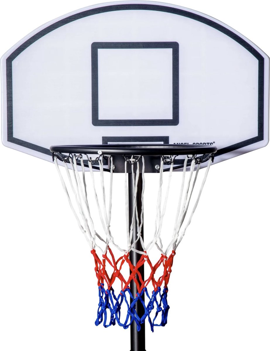 Basketbalstandaard Verstelbaar 155–215 cm – Met Basketbalring Ø 40 cm & Nylon Net – Metalen Frame – PE Backboard 71x45 cm – Verplaatsbare Basketbalpaal – Engelhart — afbeelding 8