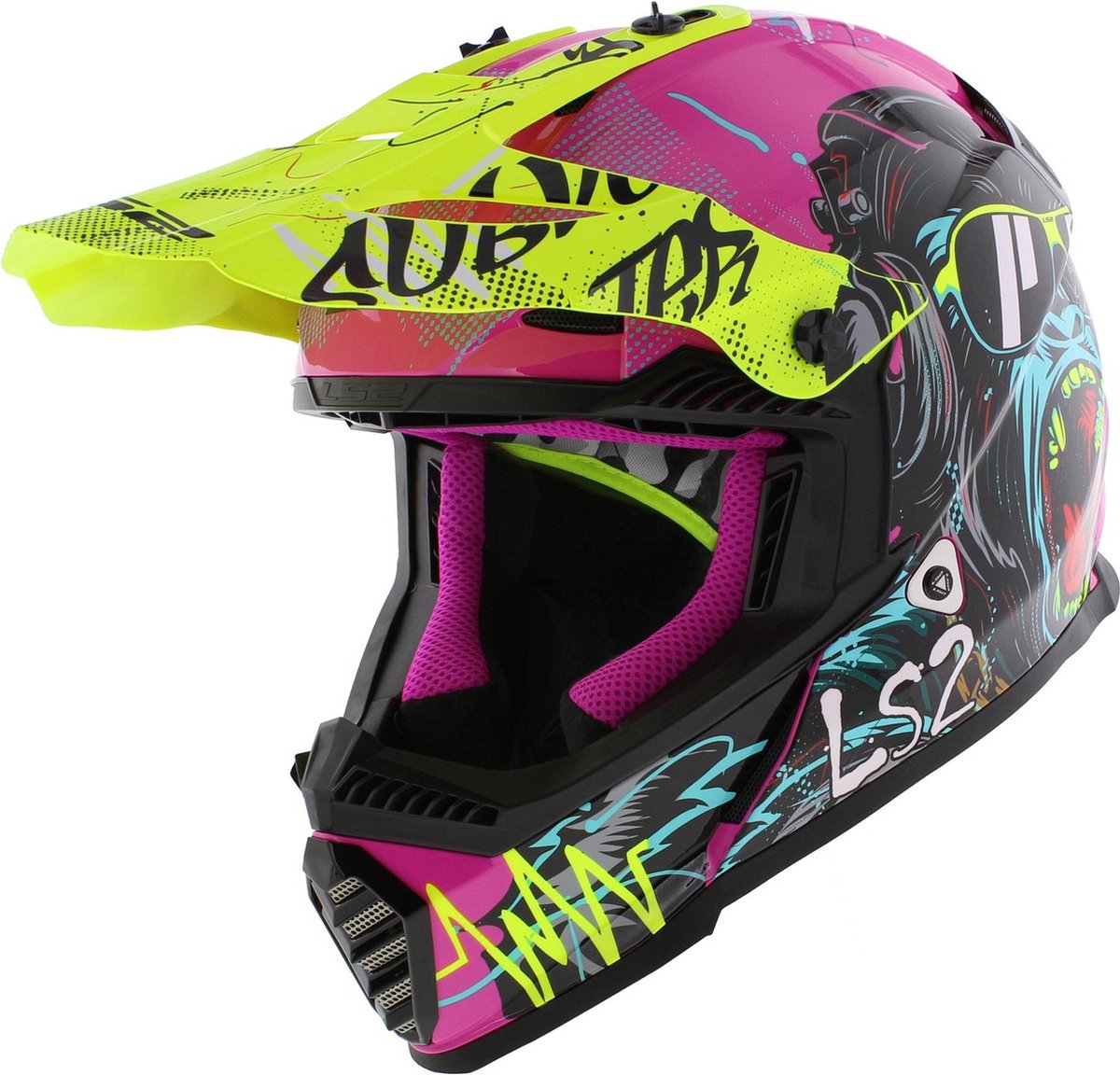 LS2 Helm Fast II Gorilla MX437 fluorroze / fluorgeel maat S