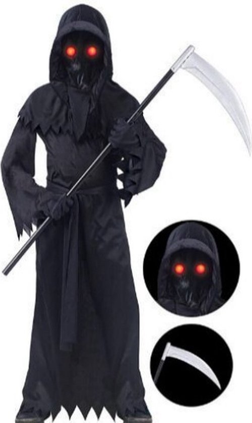 MCBOSON - Verkleedkleding - Grim Reaper Kostuum -Volwassene met Zeis - Halloween Kostuum - Mannen Horror Zwart Halloween Magere Hein Kostuum - Eng Dodenfeest Kostuum voor Halloween - Carnaval - Cosplay - Halloween Reaper - Halloween Decoratie