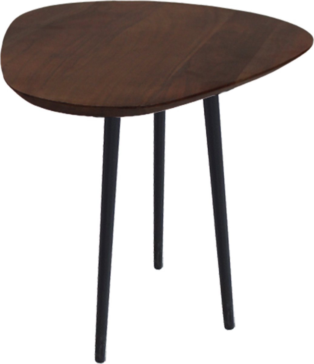 by Mooss - Bijzettafel - Driehoek - Hout - Metaal - Walnoot - Zwart - Driepoot