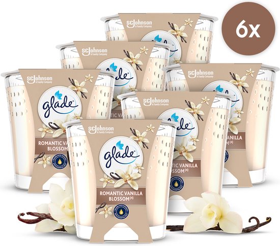 Glade Geurkaars - Romantic Vanilla Blossoms - Raapzaad wax - 27H branduren - 6 x 112G