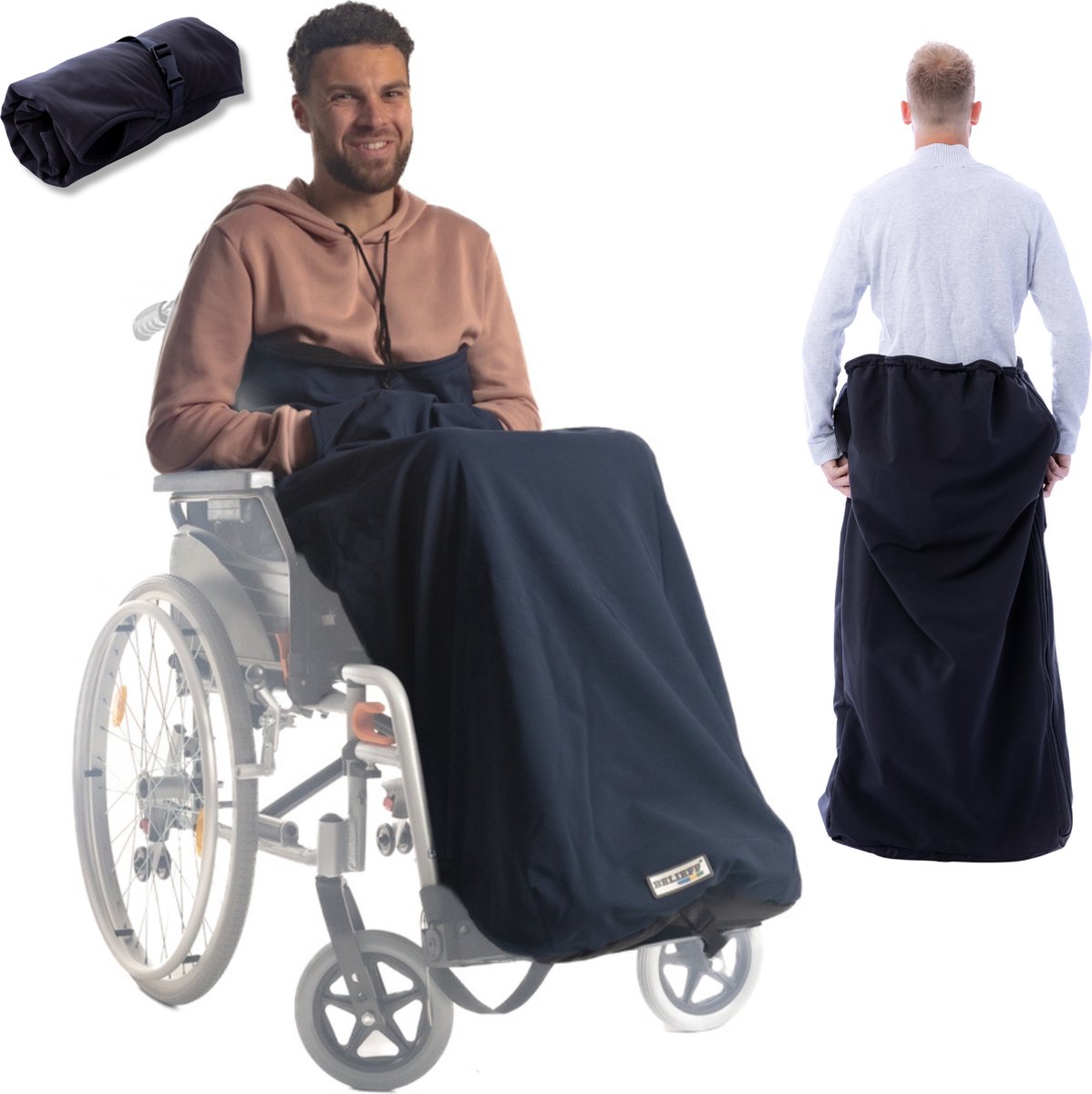 Goedkoopste Belieff Rolstoel Deken - Rolstoeldeken - Voetenzak Rolstoel Volwassene - Rolstoelzak - Beenkleed - Wind- en Waterdicht - Fleece - Dichte Zak - Blauw - Large