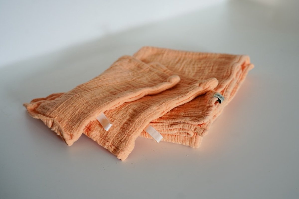 Goedkoopste Baby-swaddle-hydrofiele doek met washandjes-zalm/oranje-afm 80x80-handgemaakt (Sweet baby Bedstraw