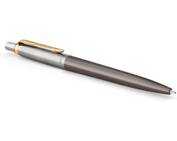 Parker Jotter-balpen | grijze lak met gouden details | medium punt | Blauwe inkt | geschenkverpakking