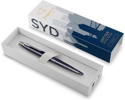 Parker Jotter balpen | Speciale editie | Sydney Blauw met chroomafwerking | Blauwe inkt | Geschenkverpakking