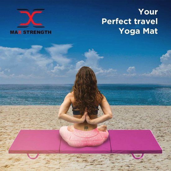 Opvouwbare Gymnastiekmat - 1,8m lang - Antislip - 5 cm Dikke Schuim - Zacht PU-leer - Draaggrepen - Voor Yoga en Pilates — afbeelding 4