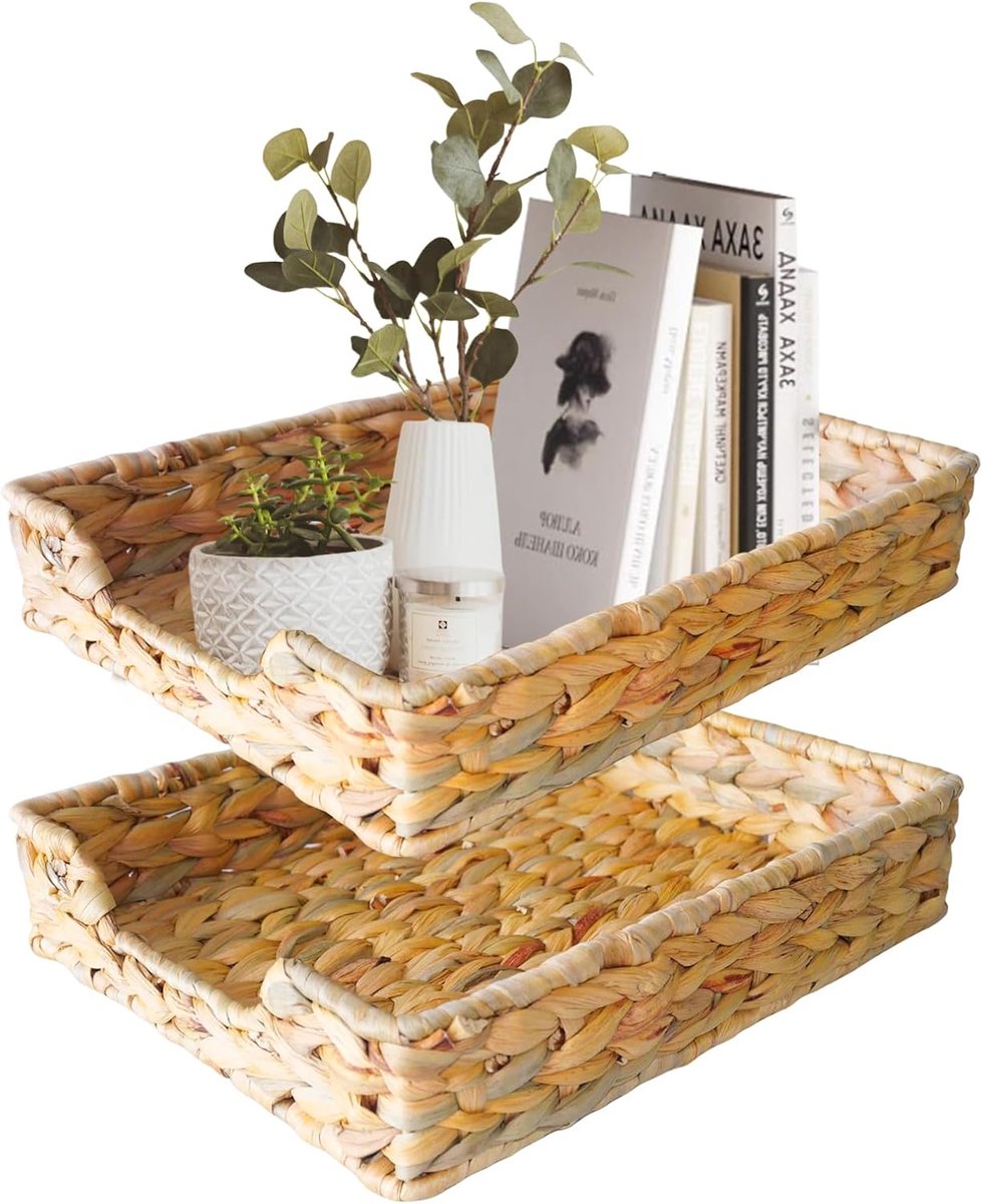 Luvetrex ® Natuurlijk Geweven Organisatiemand voor Bureau en Badkamer, Set van 2 Stuks, Veelzijdig Voor Thuis