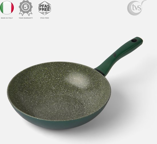 TVS ECO OK Keramische Wokpan - PFAS-vrij - BPA-vrij - Ø28cm - Inductie - 100% gerecycled - Made in Italy - 5 jaar garantie - Groen