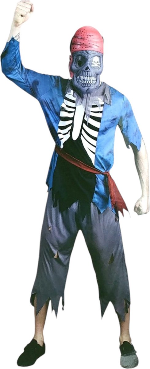 Halloween Kostuum Volwassenen - DIVERSE MATEN EN PRINTS - Halloween Masker Met Kostuum - Skeleton Pirate - MAAT M